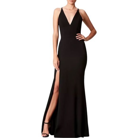NWT Dress The Population Iris Slit Crepe Gown - Picture 2 of 15